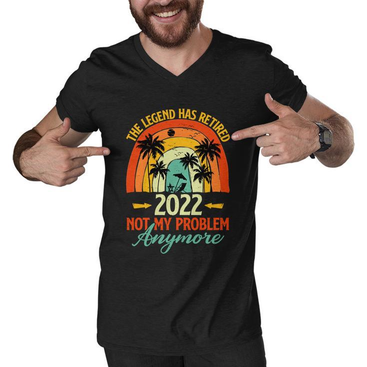 90S Retro Summer Rainbow The Legend Has Retired 2022 Not My Problem Anymore Tshirt Men V-Neck Tshirt