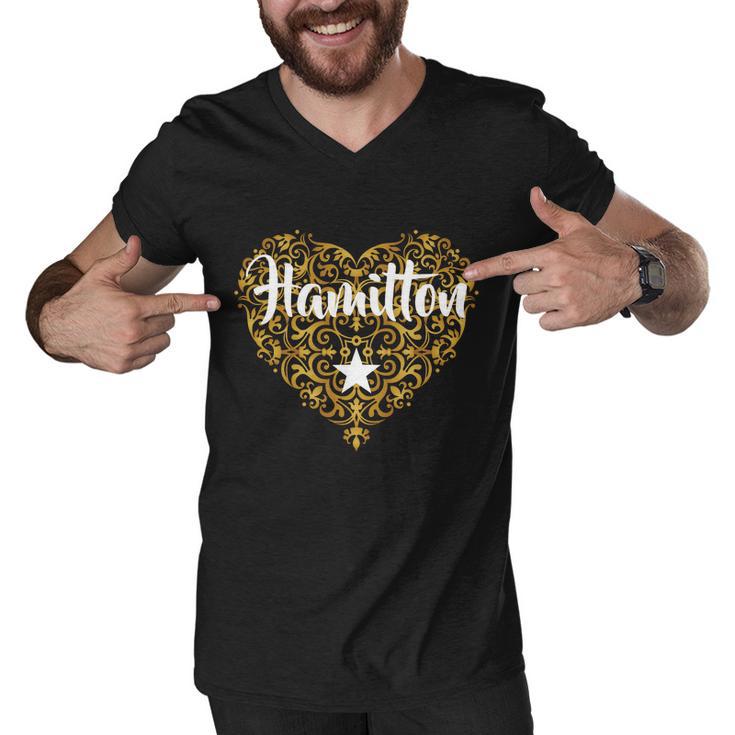 A Hamilton Golden Heart Men V-Neck Tshirt