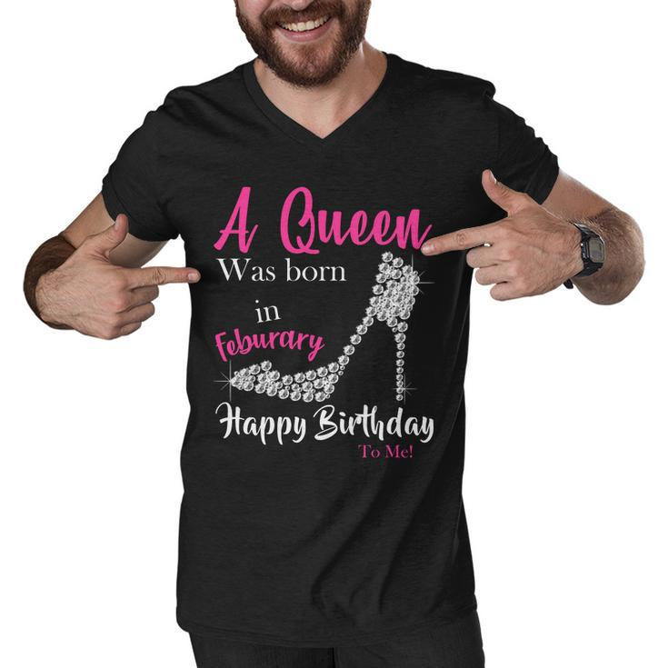 A Queen Was Born In February Birthday Men V-Neck Tshirt