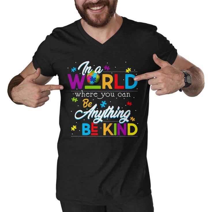 A World With Kindness Autism Awareness Men V-Neck Tshirt