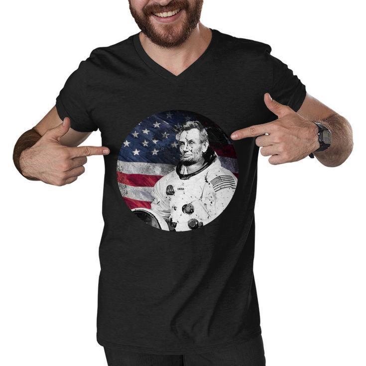 Abe Lincoln Astronaut Men V-Neck Tshirt