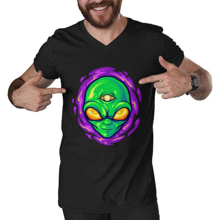 Alien Head Mascot Monster Tshirt Men V-Neck Tshirt