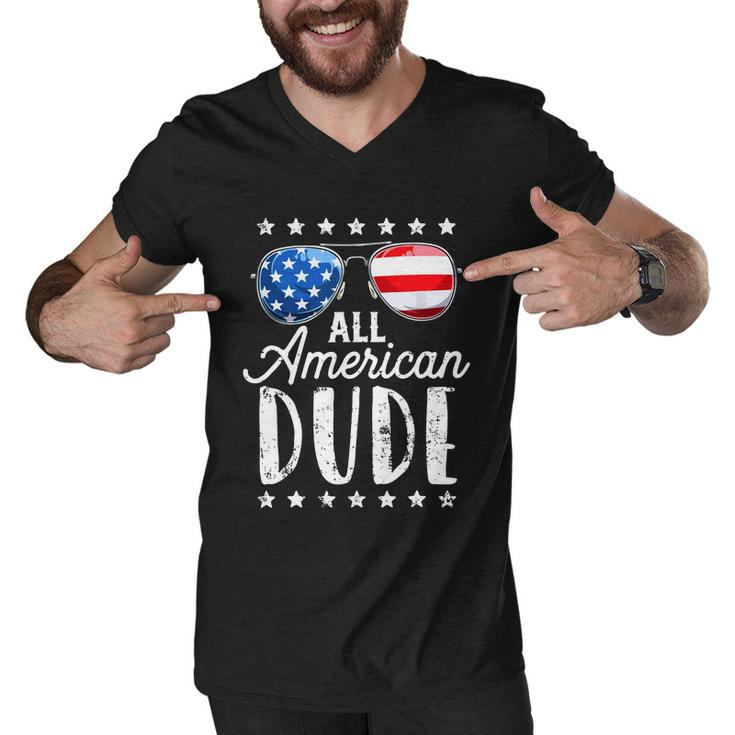 All American Dude 4Th Of July Boys Kids Sunglasses Family Men V-Neck Tshirt