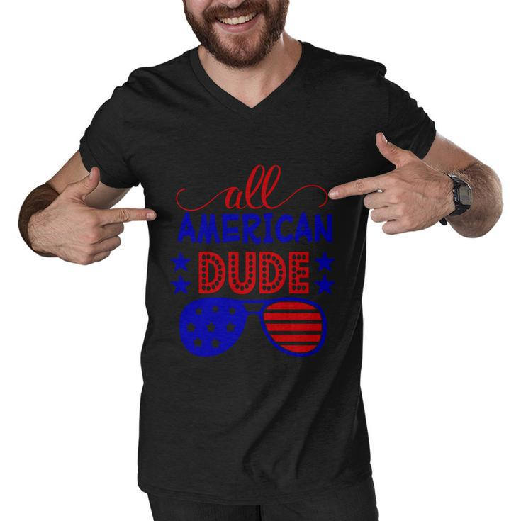 All American Dude Sunglasses 4Th Of July Independence Day Patriotic Men V-Neck Tshirt