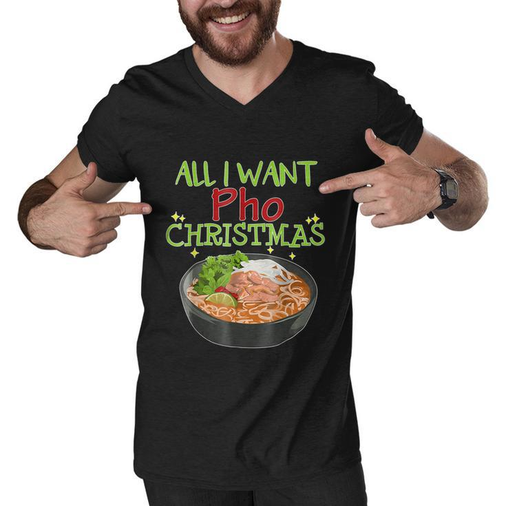 All I Want Pho Christmas Vietnamese Cuisine Bowl Noodles Graphic Design Printed Casual Daily Basic Men V-Neck Tshirt