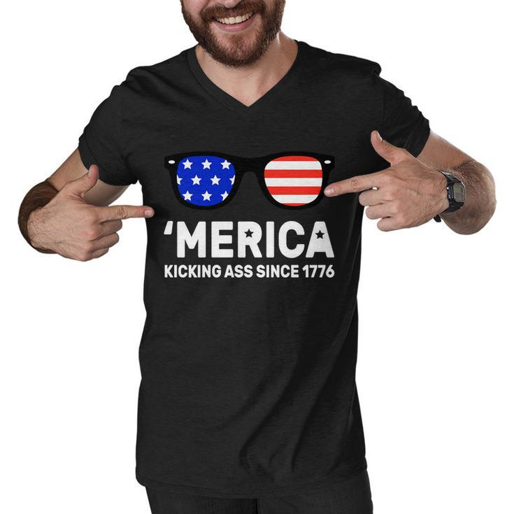America Kicking Ass Since 1776 Tshirt Men V-Neck Tshirt