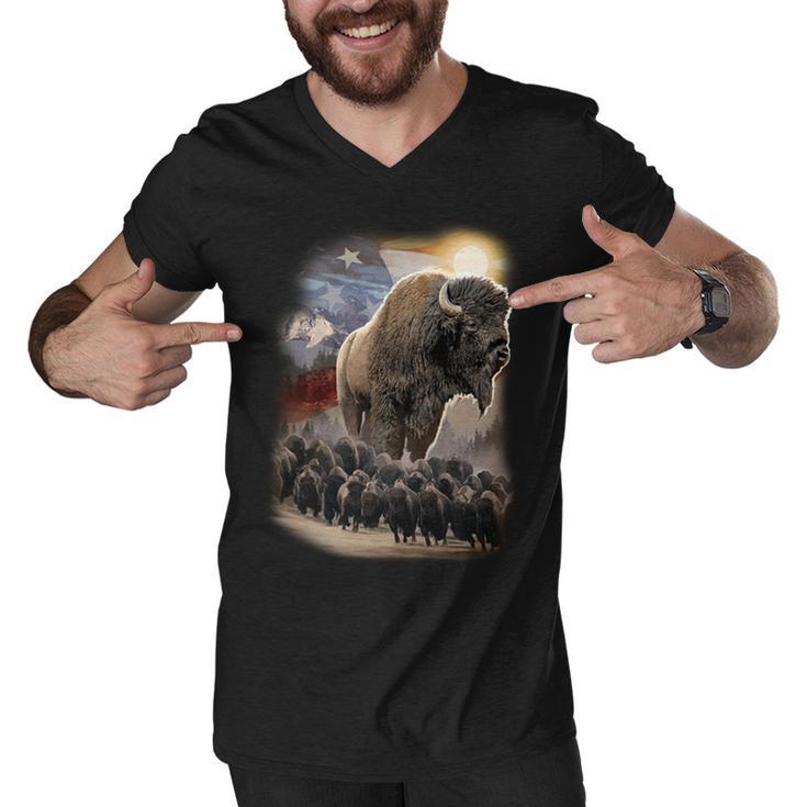 American Bison Tshirt Men V-Neck Tshirt