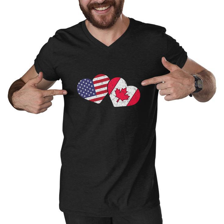 American Canadian Heart Canada Funny Men V-Neck Tshirt