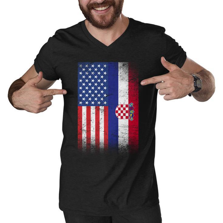 American Croatian Flag Croatia Pride Men V-Neck Tshirt