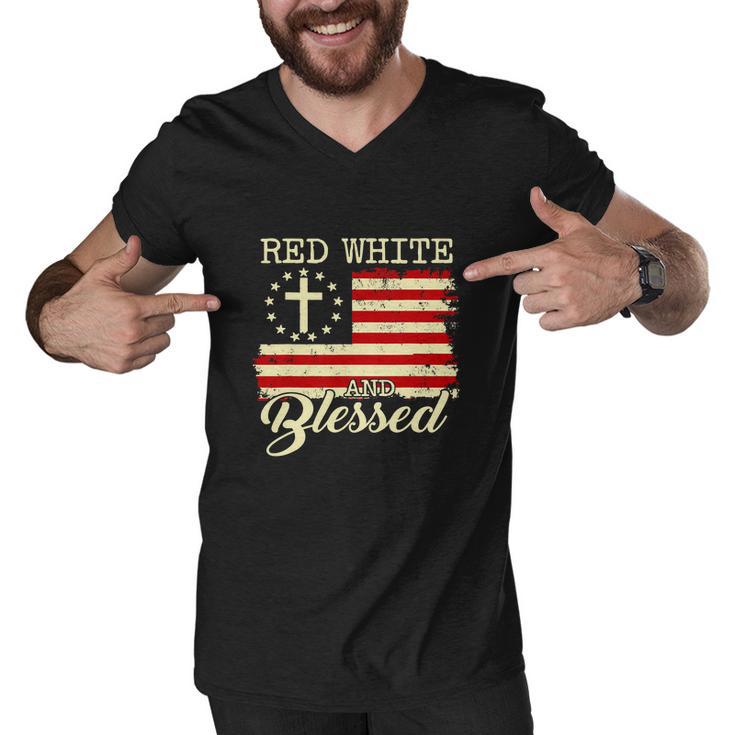 American Flag Christian 4Th Of July Men V-Neck Tshirt