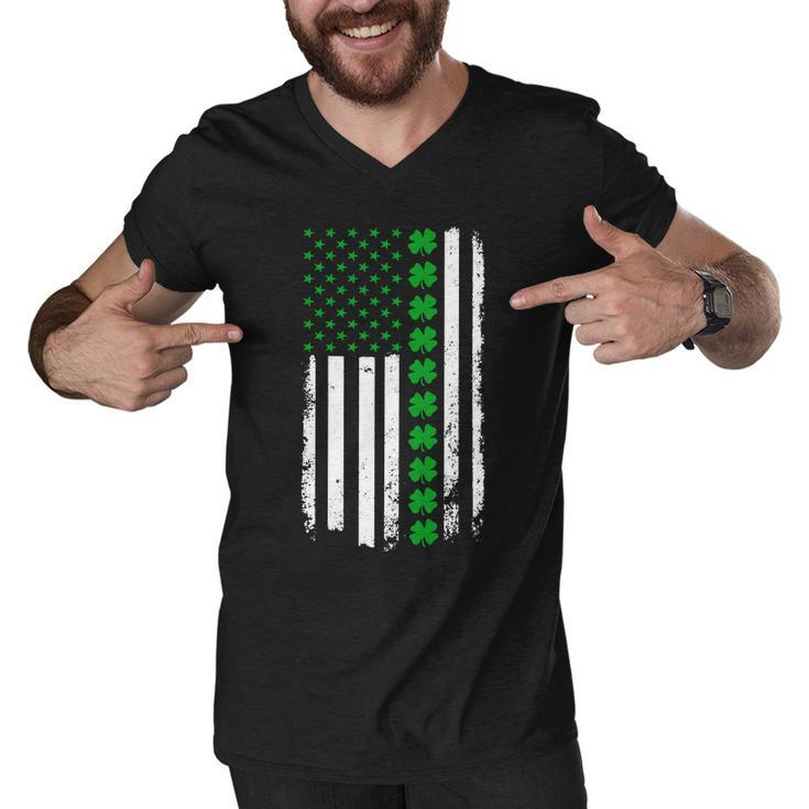 American Irish Clover Flag St Patricks Day Men V-Neck Tshirt
