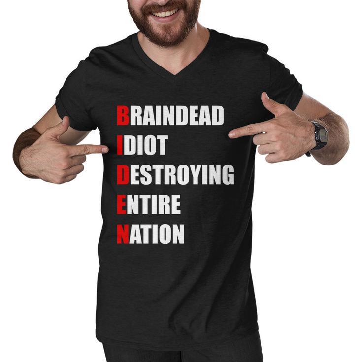 Anti Biden Braindead Idiot Destroying Entire Nation Tshirt Men V-Neck Tshirt