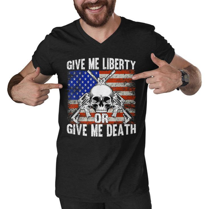 Ar-15 Give Me Liberty Or Give Me Death Skull - Ar15 Rifle  Men V-Neck Tshirt