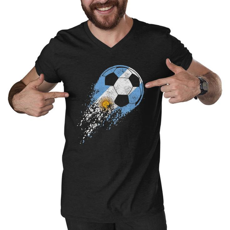 Argentina Soccer Argentinian Flag Pride Soccer Player  Men V-Neck Tshirt