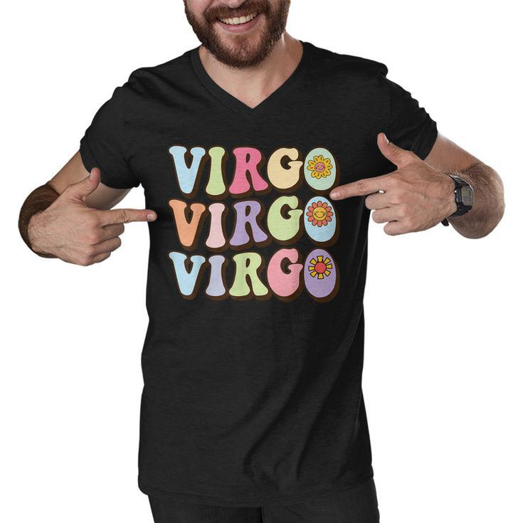 August September Birthday Groovy Astrology Zodiac Sign Virgo  Men V-Neck Tshirt