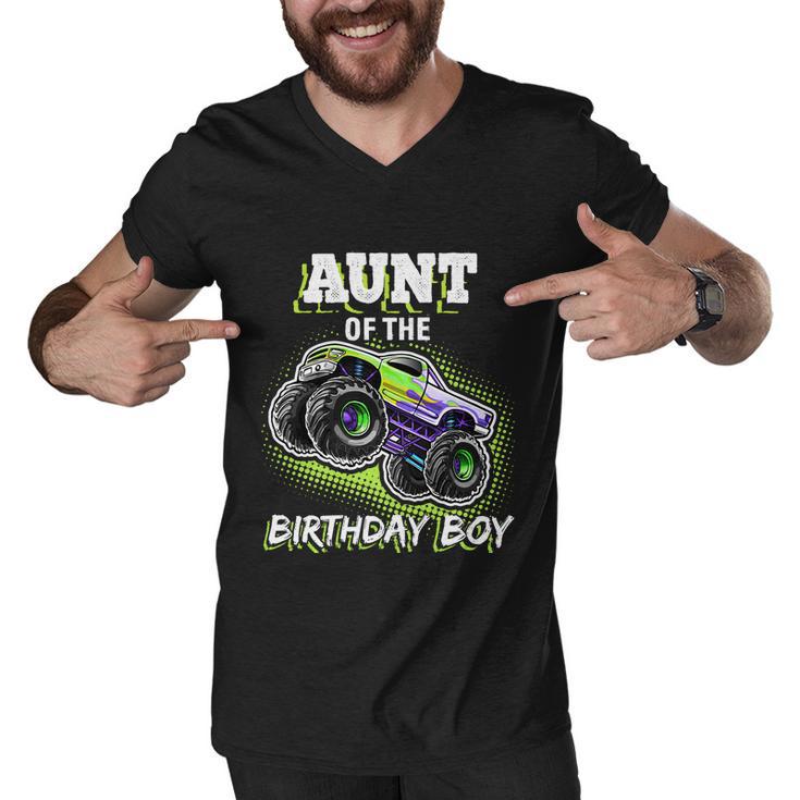 Aunt Of The Birthday Boy Monster Truck Birthday Gift Men V-Neck Tshirt