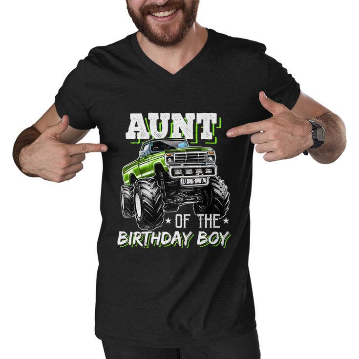 Aunt Of The Birthday Boy Monster Truck Birthday Party Funny Gift Men V-Neck Tshirt