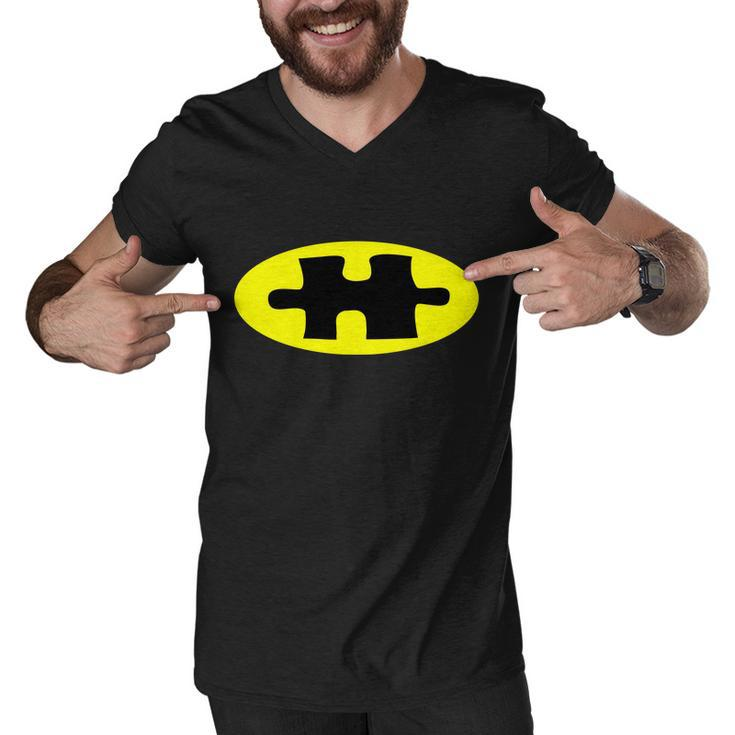 Autism Awareness Bat Puzzle Logo Tshirt Men V-Neck Tshirt