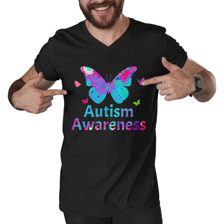 Autism Awareness Butterflies Tshirt Men V-Neck Tshirt