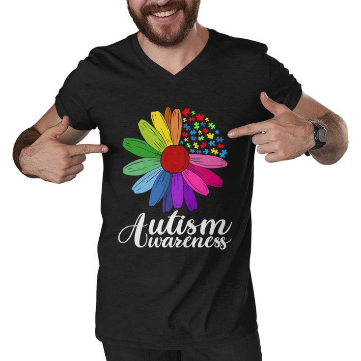 Autism Awareness Flower Autism Awareness Flower Autism Flower Puzzle Tshirt Men V-Neck Tshirt