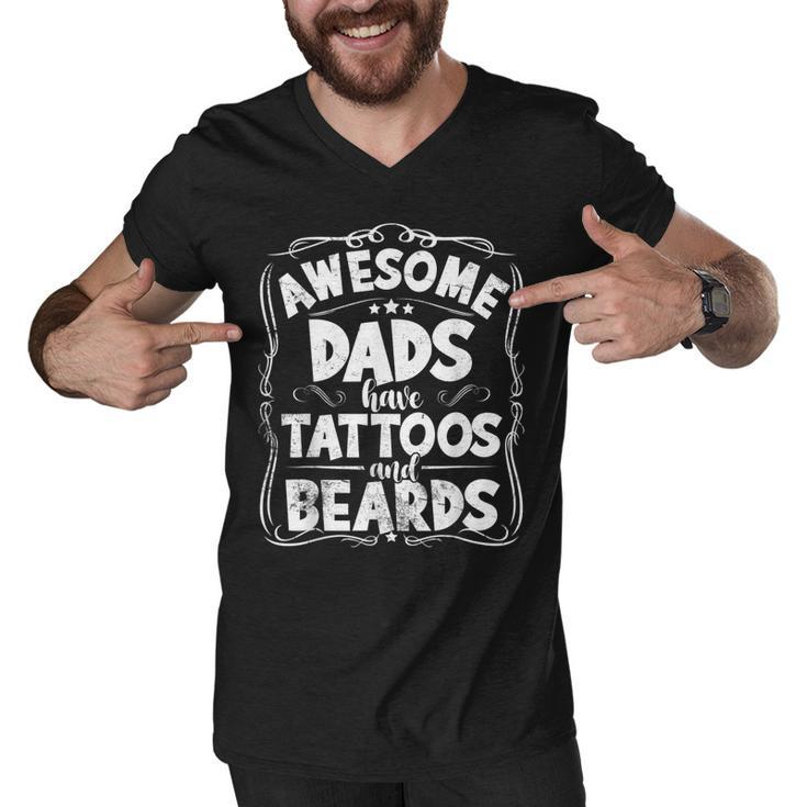 Awesome Dads Have Tattoos And Beards Funny Fathers Day  Men V-Neck Tshirt