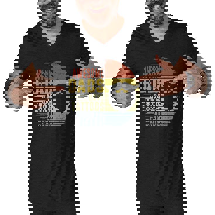 Awesome Dads Have Tattoos And Beards Vintage Fathers Day Dad Papa Father Grandpa Men Gift Unisex Men V-Neck Tshirt Awesome Dads Have Tattoos And Beards Vintage Fathers Day Dad Papa Father Grandpa Men Gift Unisex Men V-Neck Tshirt