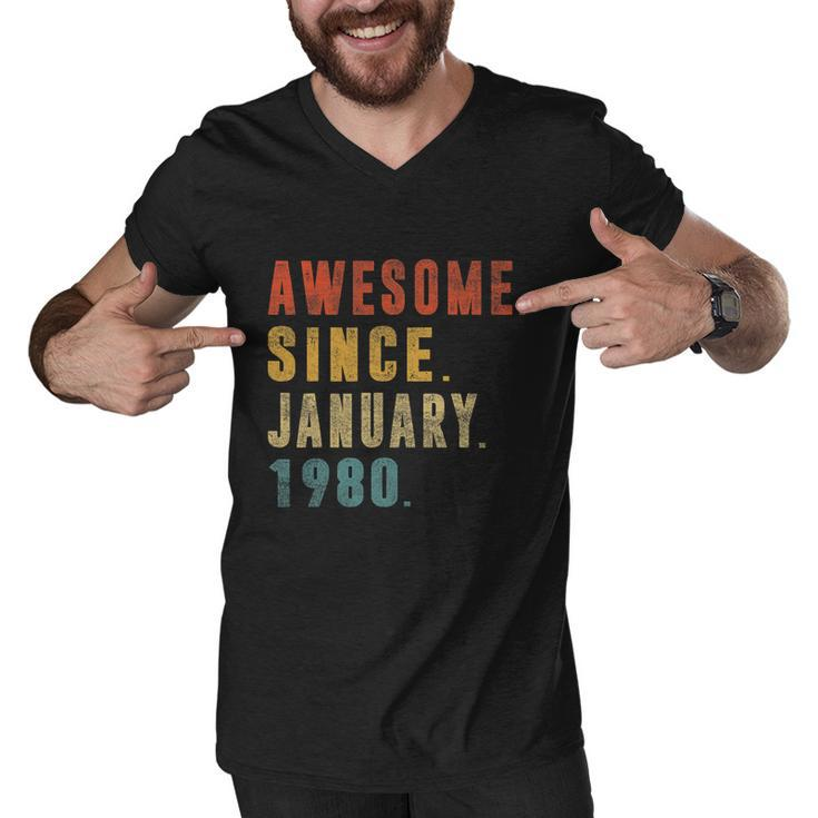 Awesome Since January 1980 42Nd Birthday Gift 42 Year Old Men V-Neck Tshirt