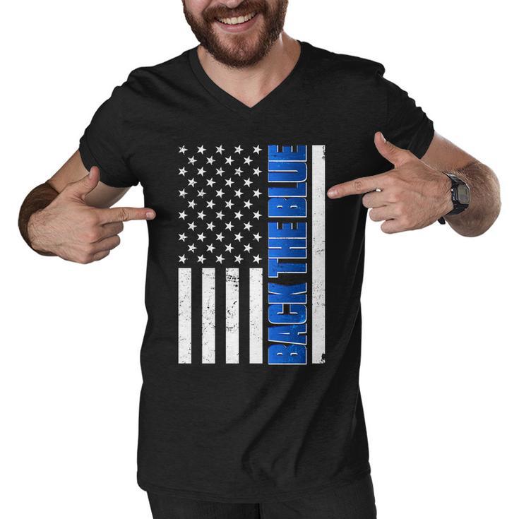 Back The Blue Thin Blue Line Us Flag Men V-Neck Tshirt