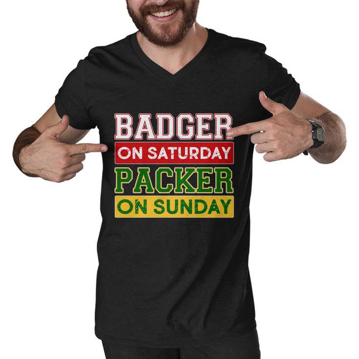 Badger On Saturday Packer On Sunday Tshirt Men V-Neck Tshirt