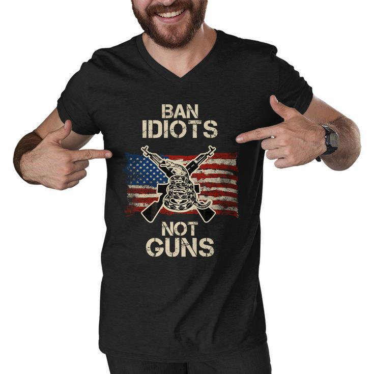 Ban Guns Not Idiots Pro American Gun Rights Flag Men V-Neck Tshirt
