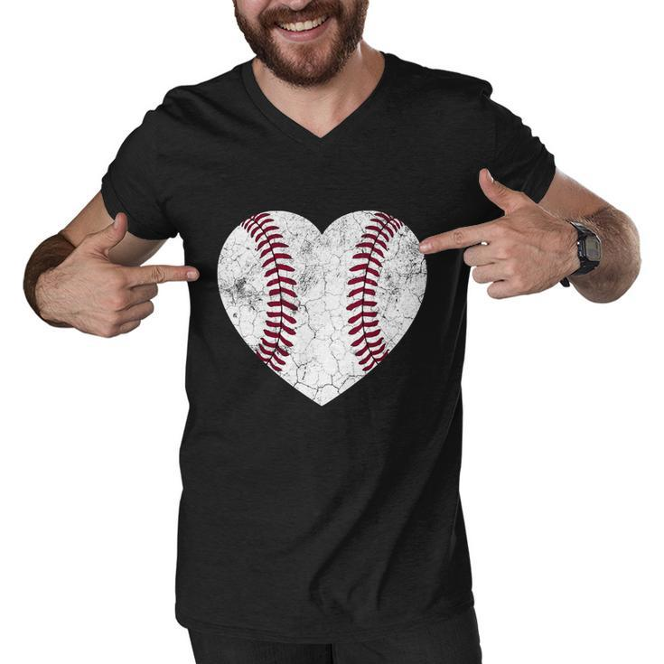 Baseball Heart Fun Mom Dad Men Women Softball Gift Wife Men V-Neck Tshirt