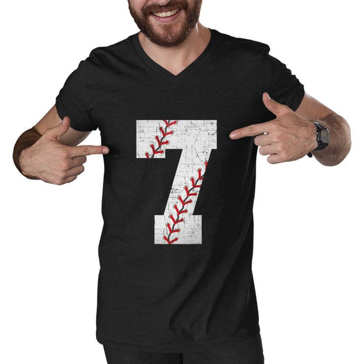 Baseball Softball Lover Seven Years Bday 7Th Birthday Boy Men V-Neck Tshirt