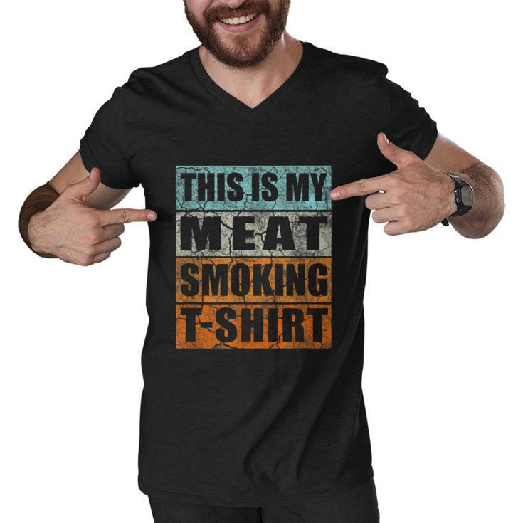 Bbq Smoker Themed Retro Vintage My Meat Smoking Men V-Neck Tshirt