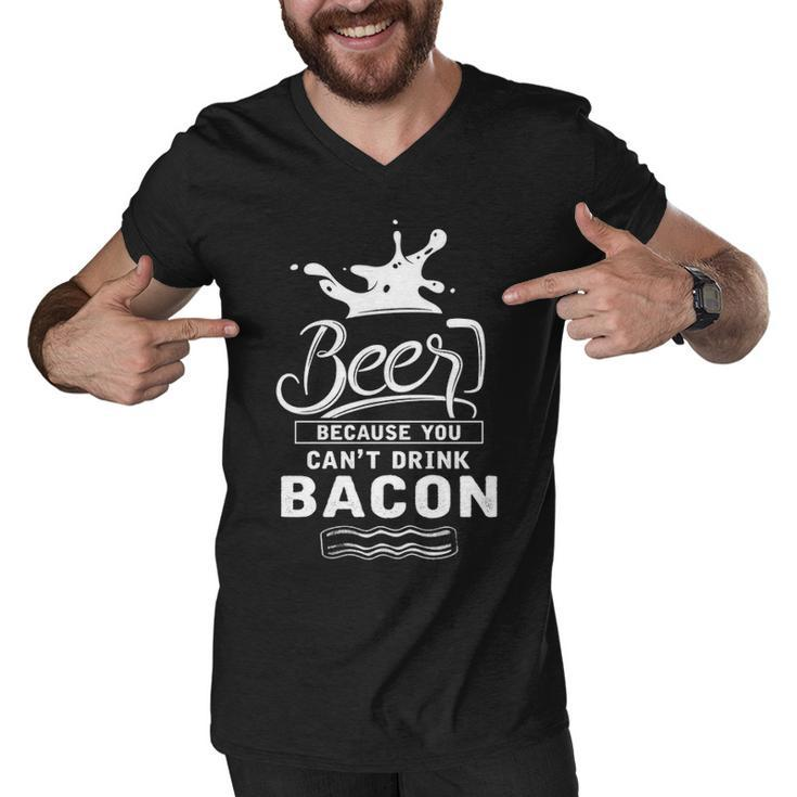 Beer Because Bacon Men V-Neck Tshirt