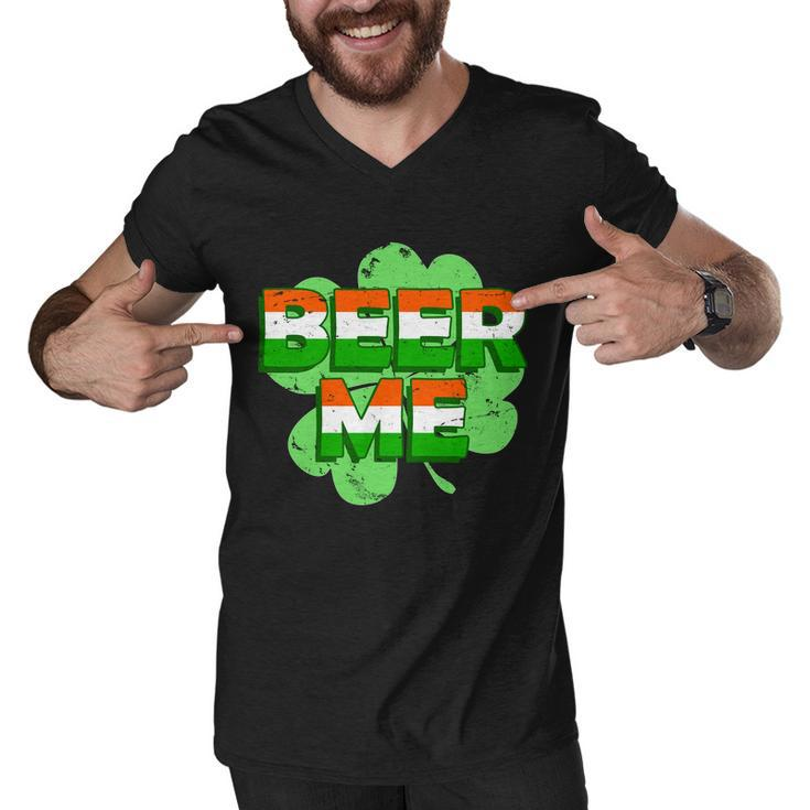 Beer Me St Patricks Day Irish Flag Clover Men V-Neck Tshirt