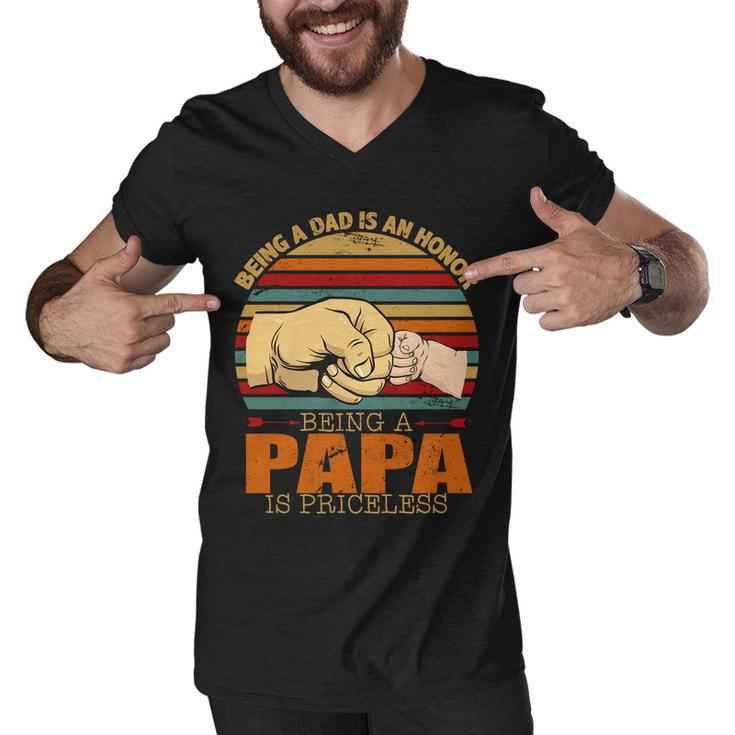 Being A Dad Is An Honor Being Papa Is Priceless Men V-Neck Tshirt