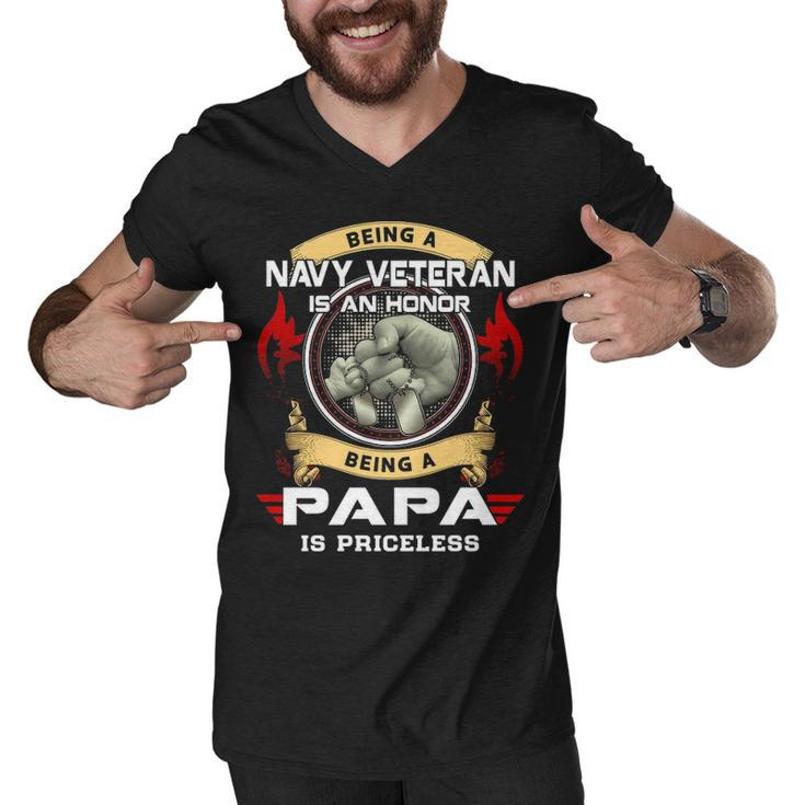 Being A Navy Veteran Is A Honor Being A Papa Is A Priceless Men V-Neck Tshirt