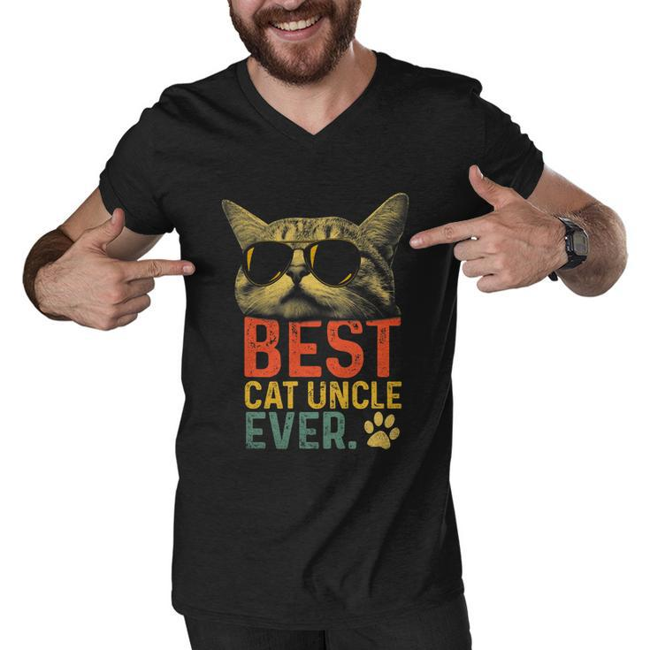 Best Cat Uncle Ever Vintage Cat Lover Cool Sunglasses Funny Men V-Neck Tshirt