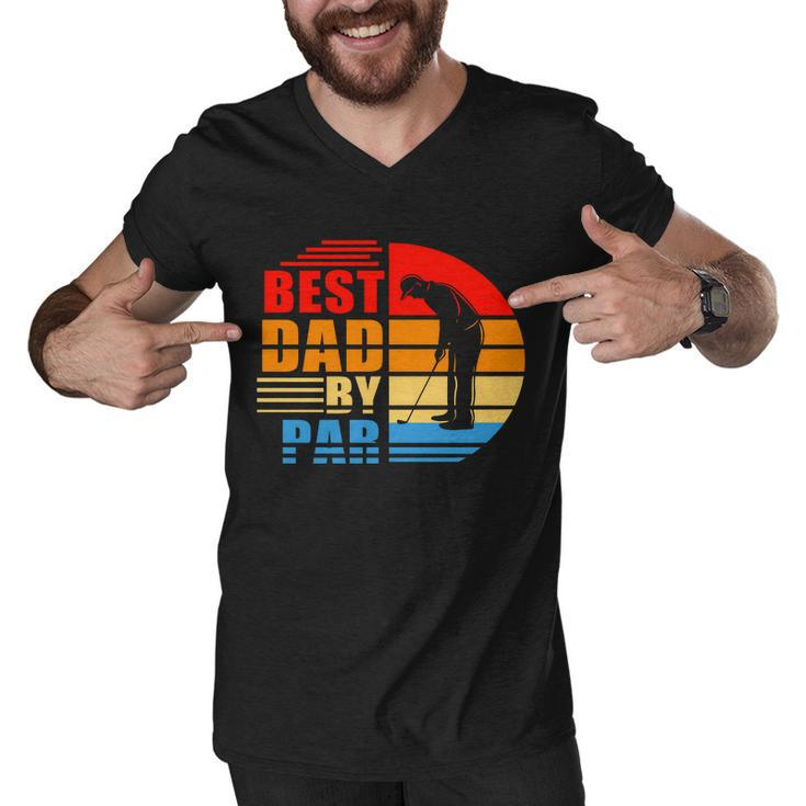 Best Dad By Par Retro Golf Sunset Tshirt Men V-Neck Tshirt
