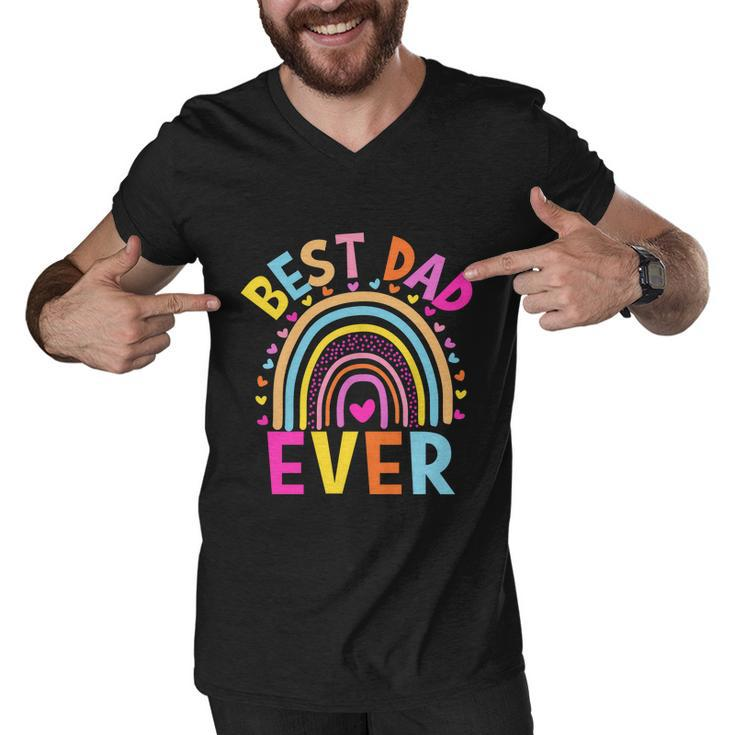 Best Dad Ever Rainbow Funny Fathers Day From Daughters Girls Great Gift Men V-Neck Tshirt