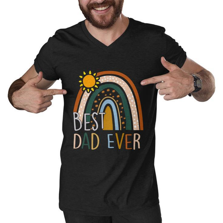 Best Dad Ever Rainbow Funny Fathers Day From Wife Daughter Cool Gift Men V-Neck Tshirt