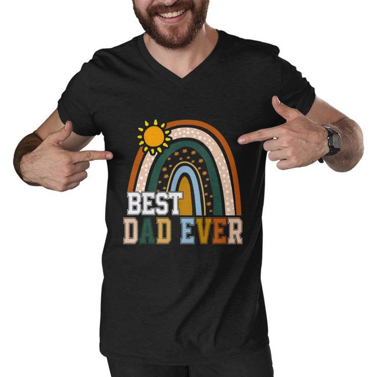 Best Dad Ever Rainbow Funny Fathers Day From Wife Daughter Gift Men V-Neck Tshirt