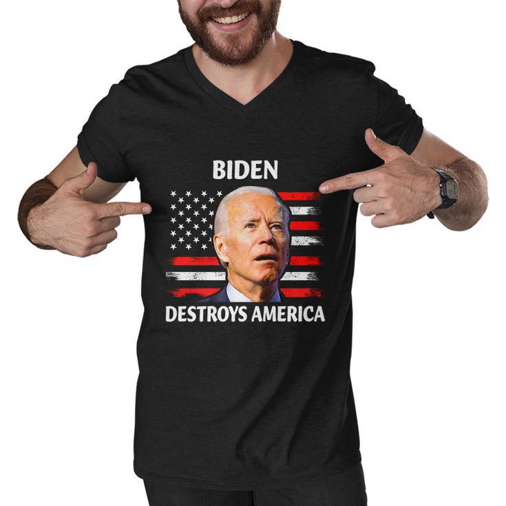 Biden Destroy American Joe Biden Confused Funny 4Th Of July Men V-Neck Tshirt