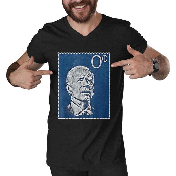 Biden Zero Cents Stamp 0 President Joe Tshirt Men V-Neck Tshirt