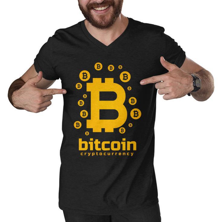 Bitcoin Cryptocurrency Logo Men V-Neck Tshirt