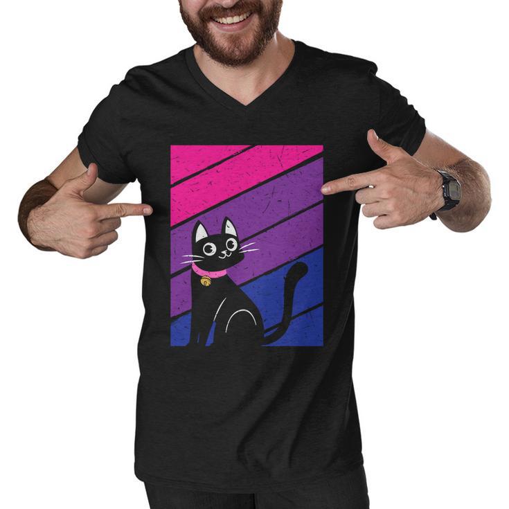 Black Cat Bisexual Pride Lgbt Pride Month Men V-Neck Tshirt