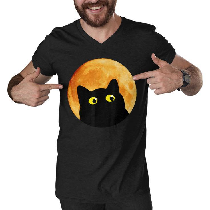 Black Cat Halloween Design Funny Cat Halloween  Men V-Neck Tshirt