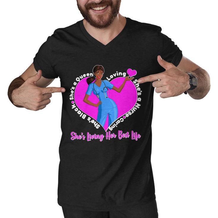 Black Nurse Living Her Best Life Tshirt Men V-Neck Tshirt