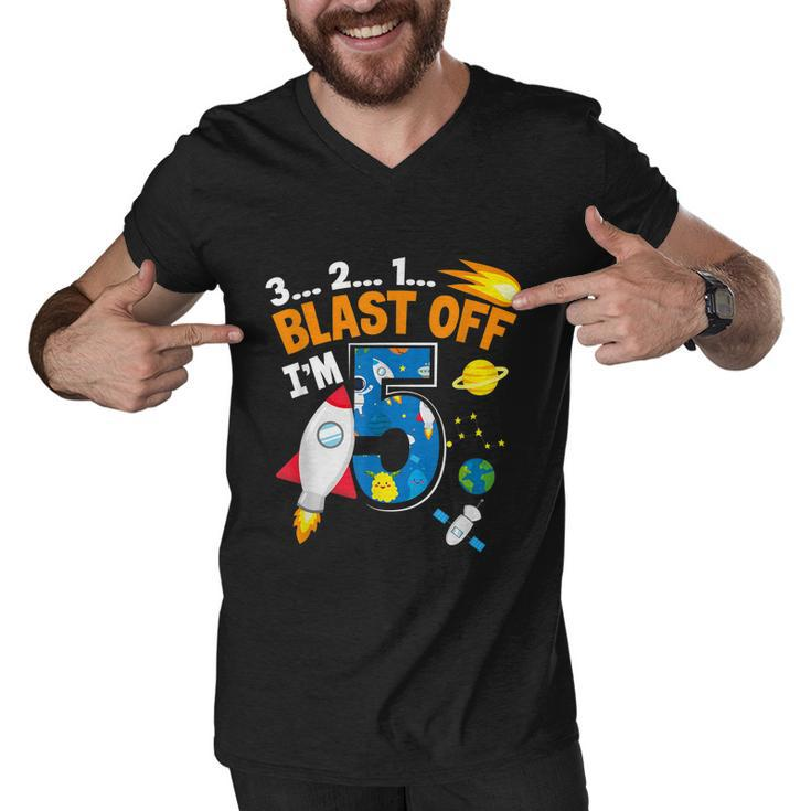Blast Off Im 5 Funny Astronaut 5Th Birthday Space Costume Men V-Neck Tshirt