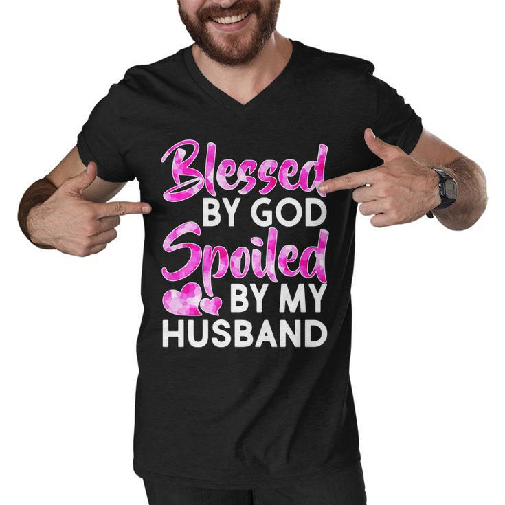 Blessed By God Spoiled By Husband Tshirt Men V-Neck Tshirt